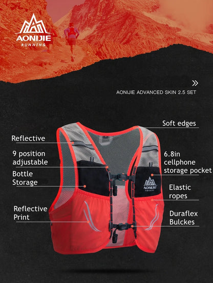 AONIJIE - Mochila con chaleco de hidratación para correr, transpirable, ligera, para maratones, trail running, 2,5 L