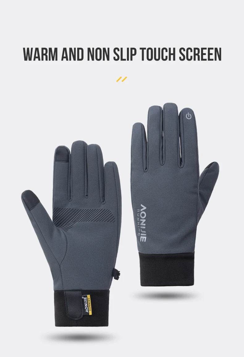 Guantes AONIJIE M58 deportivos antideslizantes con dedos completos, pantalla táctil de dos dedos para correr y ciclismo