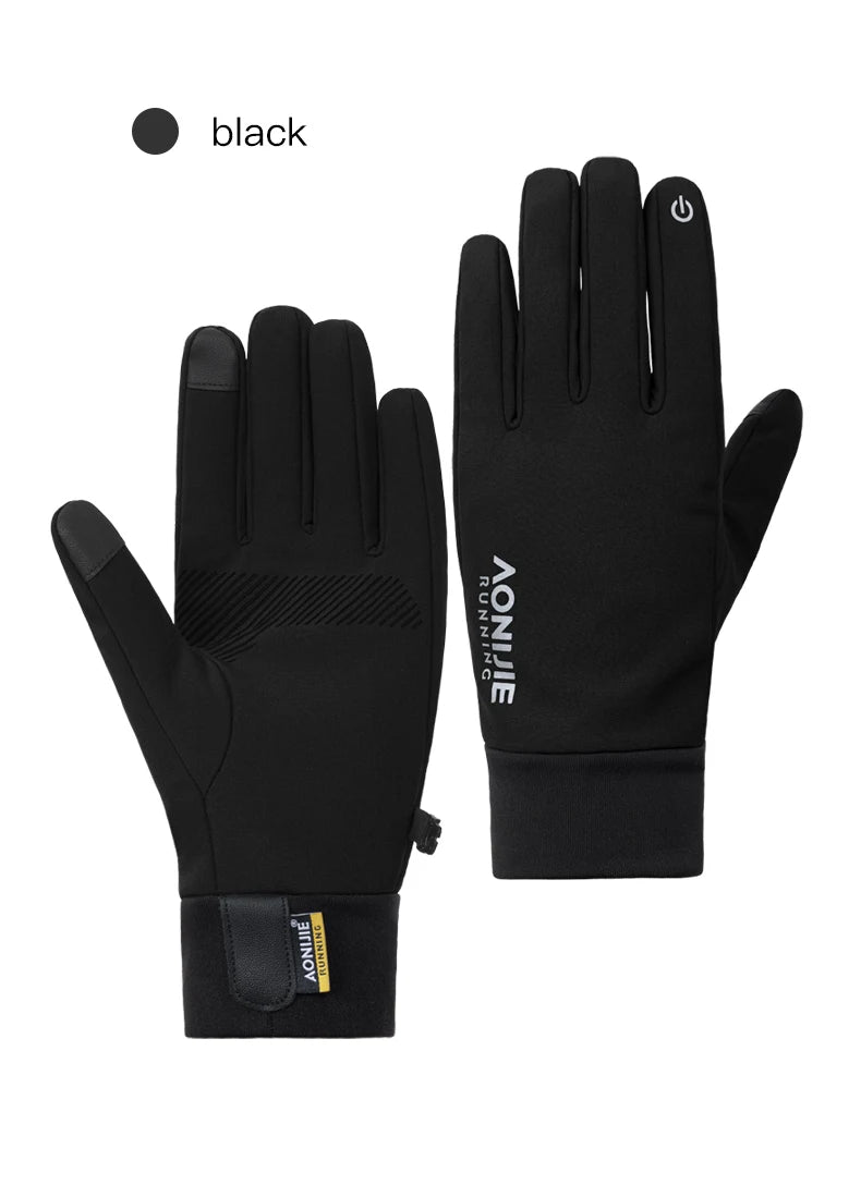 Guantes AONIJIE M58 deportivos antideslizantes con dedos completos, pantalla táctil de dos dedos para correr y ciclismo